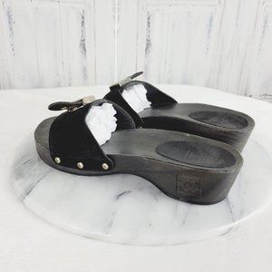 CHANEL | Shoes | Chanel Wooden Slides With Suede Straps | Poshmark